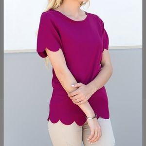 Raspberry Scalloped Blouse